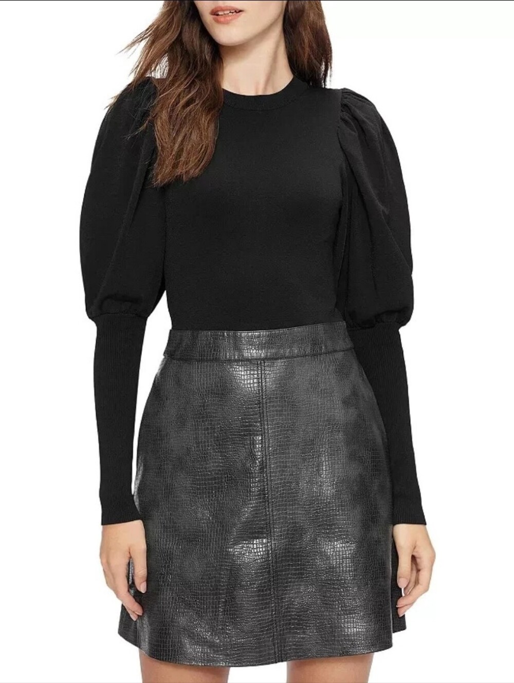 NWT Ted Baker London Vienn Long Sleeve Mini Dress Ted Sz 2 US 6 Faux Leather